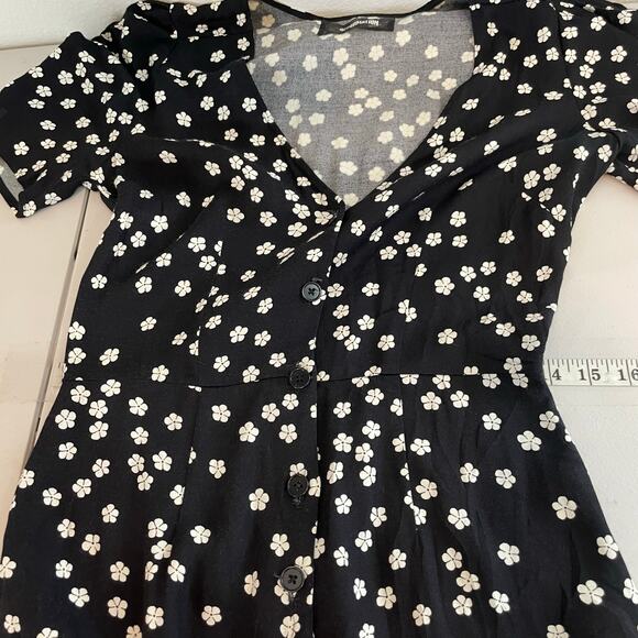 Reformation Black Floral Jumpsuit Wide Leg Button Up Women's Size 4 Prairie - Picture 5 of 16